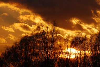 Soyut doğa arka plan. Moody pembe, mor ve mavi bulutlu gün batımı gökyüzü