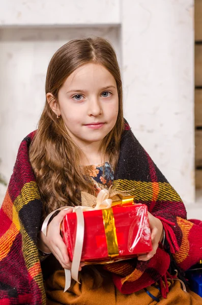 Meisje kerst fotoshoot — Stockfoto