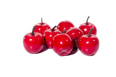 Beyaz arka plan açlık sağlık üzerinde izole yapay Kırmızı elma