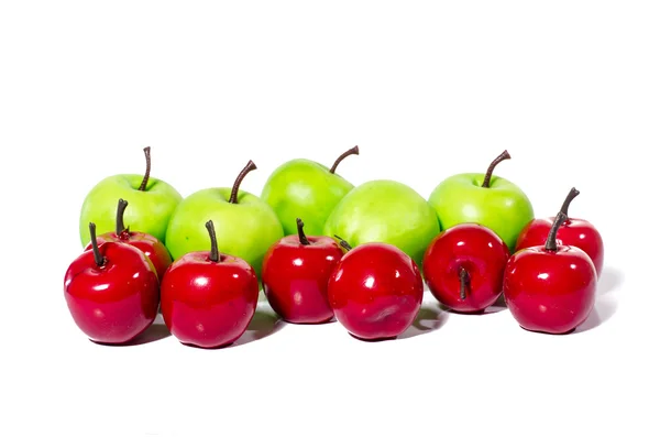 Artificial green apple on white background, clipping part closeup — Stock Photo, Image