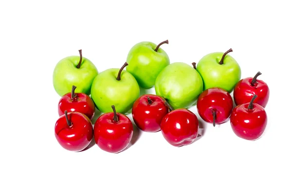 흰색 배경, 클리핑 부분 근접 촬영에 인공적인 녹색 사과 — 스톡 사진