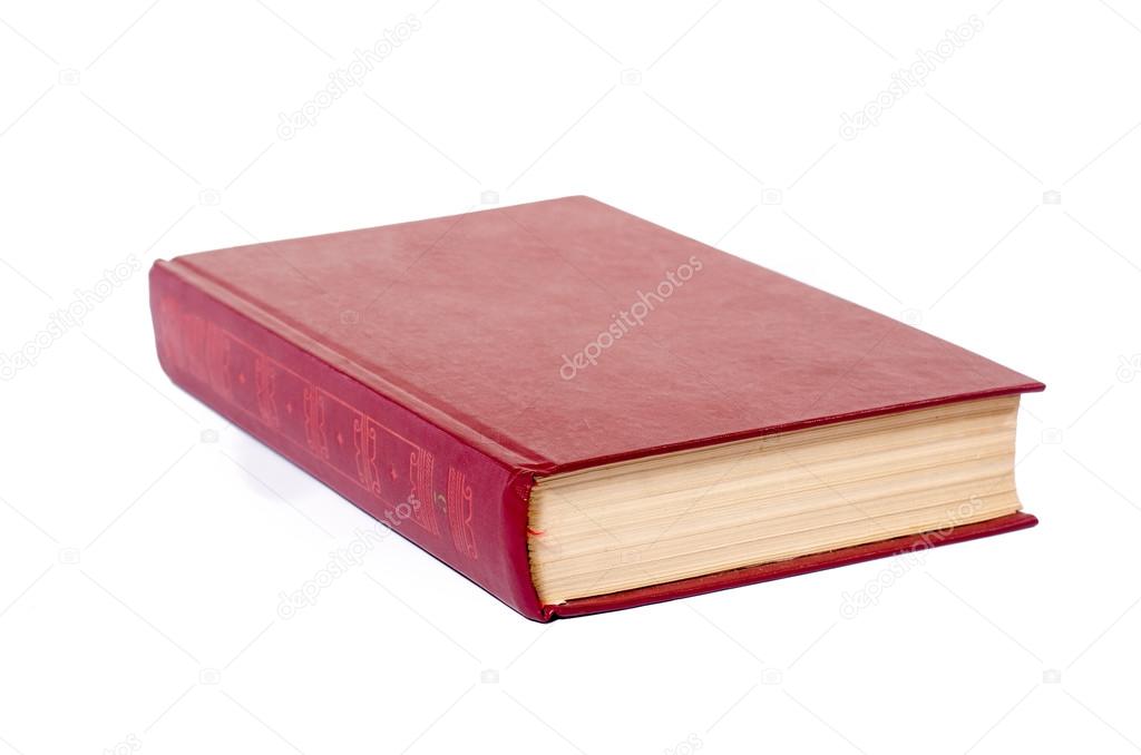 Blank red hardcover book isolated on white background with copy space