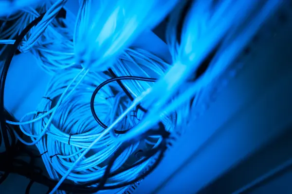LAN-kabel i nätverket rum — Stockfoto