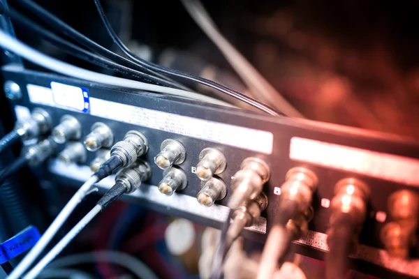 Fiber optic with servers in a technology data center — Stock Photo, Image