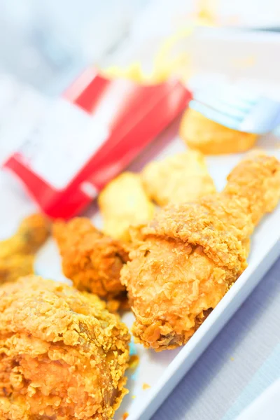 Chicken fried in soft light — Stock Photo, Image