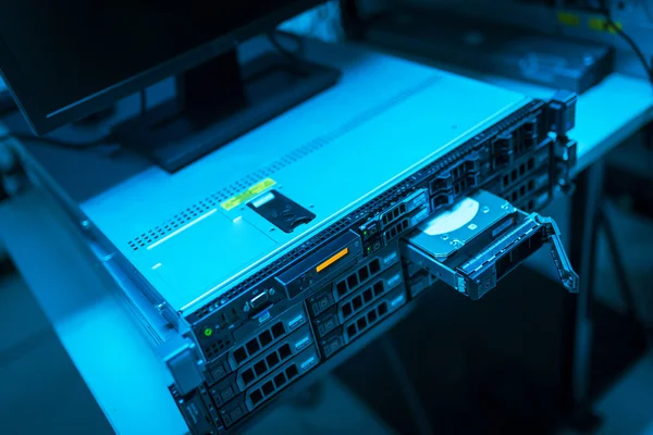 Storage servers in data room Domestic Room — Stock Photo, Image