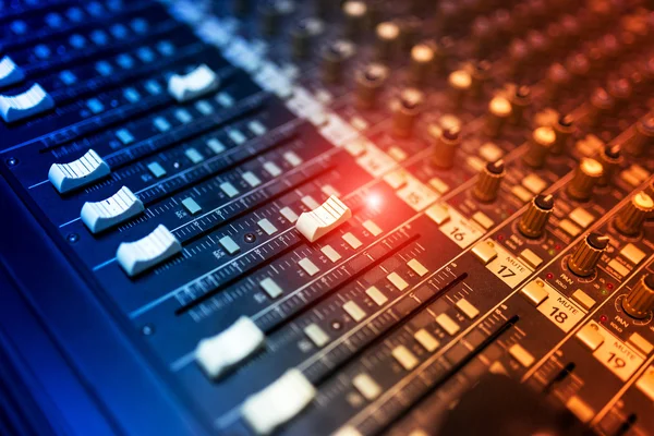 An Audio mixing table in soft light — Stock Photo, Image