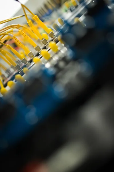 Fiber optic with servers in a technology data center — Stock Photo, Image