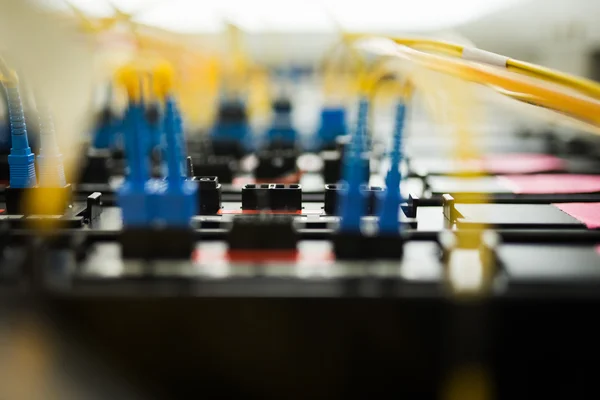 Fiber optic with servers in a technology data center — Stock Photo, Image