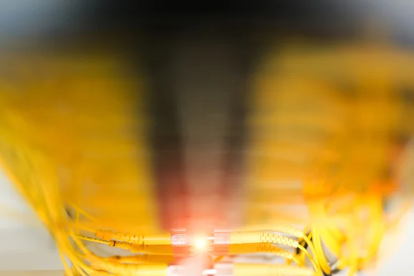 Fiber optic with servers in a technology data center — Stock Photo, Image