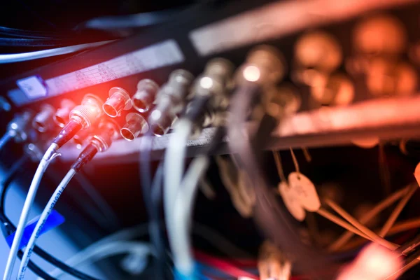 Fiber optic with servers in a technology data center — Stock Photo, Image