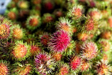 Rambutan yumuşak ışık ile pazar yeri içinde