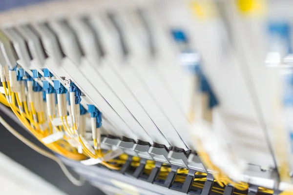 Fiber optic with servers in a technology data center — Stock Photo, Image