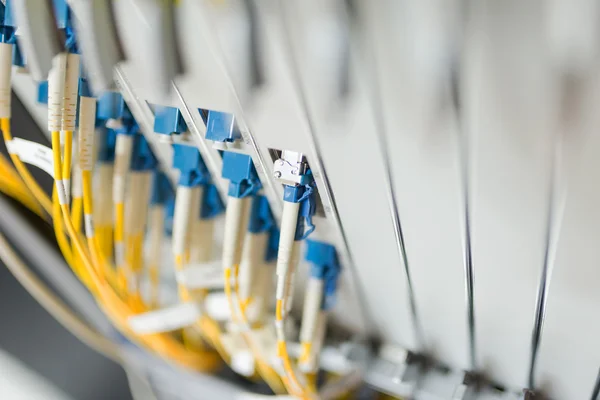 Fiber optic with servers in a technology data center — Stock Photo, Image