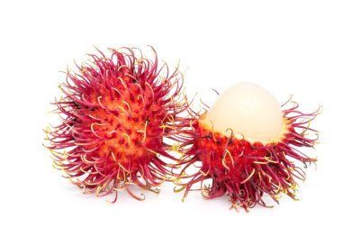 beyaz zemin üzerine Rambutan meyve