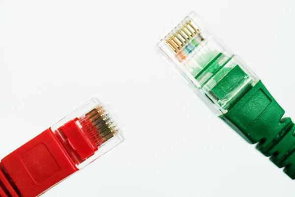 Netwerk kabel Rj45 hoofd op witte achtergrond — Stockfoto