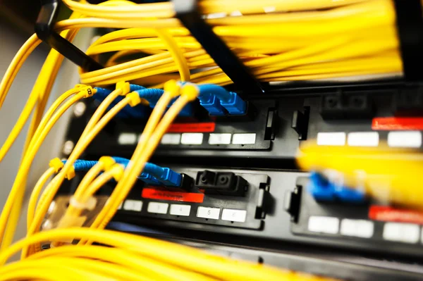 Fiber optic with servers in a technology data center Royalty Free Stock Photos