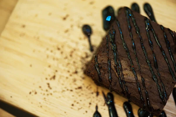 Brownie Delicious desserts with chocolate cream — Stock Photo, Image