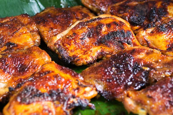 Chicken grilled on white dish — Stock Photo, Image