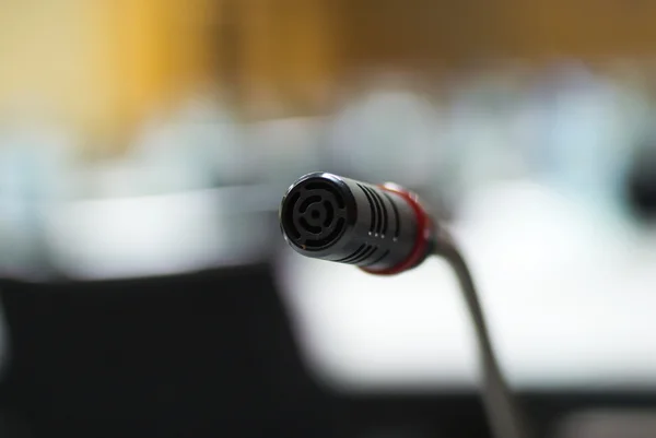 Microphone in computer lab soft light — Stock Photo, Image
