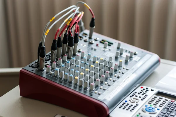 An Audio mixing table in soft light — Stock Photo, Image