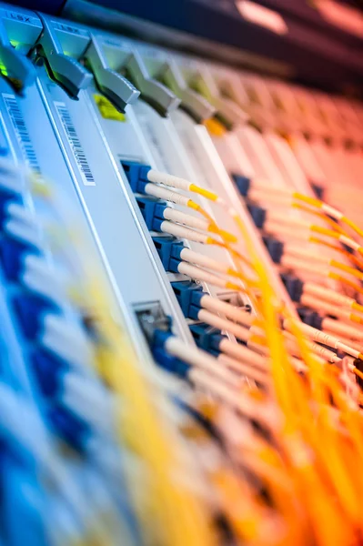 Fiber optic with servers in a technology data center — Stock Photo, Image