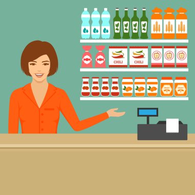 Süper Market, gıda mağaza kasiyer