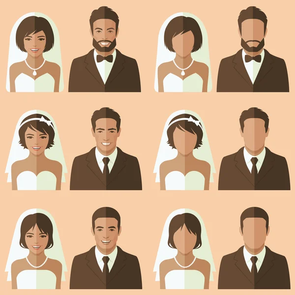 Portrait vectoriel marié et mariée — Image vectorielle
