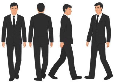 Vektör illüstrasyonu, takım elbiseli iş adamı, moda adamı izole