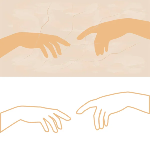 Hand Of God, The Creation of Adam, — Stock Vector