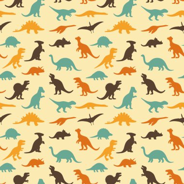 Dinosaur retro pattern background clipart