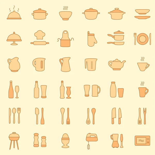 Cooking kitchen icons, — Stock Vector
