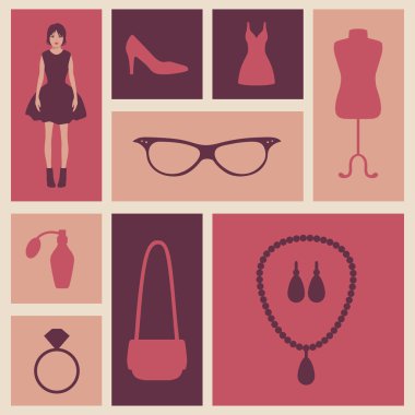 Vektör moda simgeler,