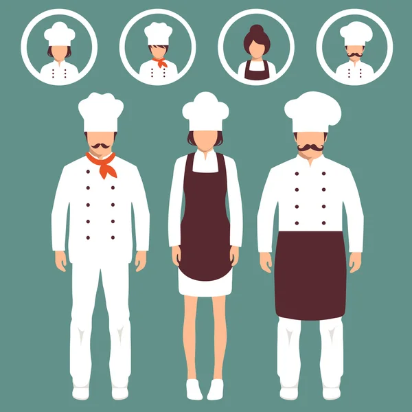 Iconos de cocina, chef de restaurante — Vector de stock