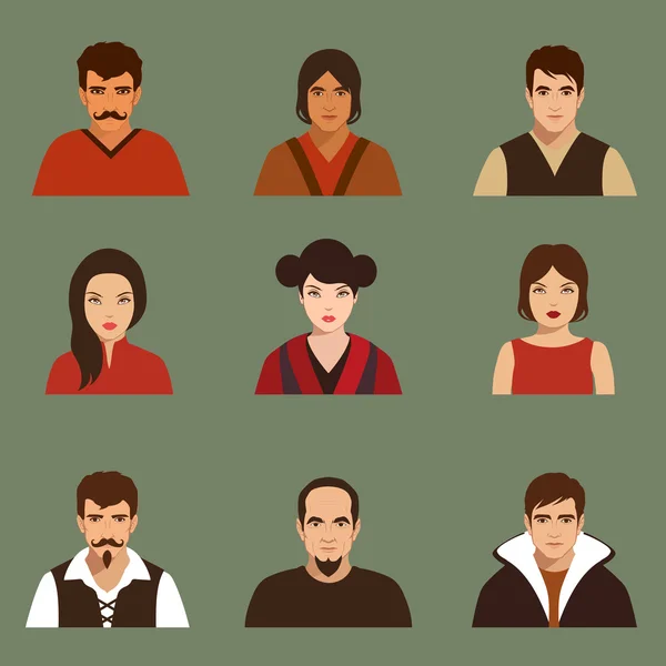 Vector flat people face, — Stock Vector