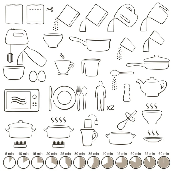 Vector set icons cooking — Stock Vector