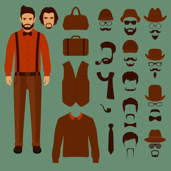 Hipster carácter vectorial , — Archivo Imágenes Vectoriales