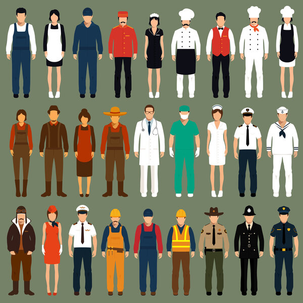 Workers, profession people uniform
