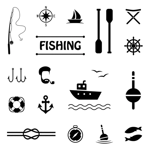 Ορισμός εικονίδια, ψάρεμα — Διανυσματικό Αρχείο
