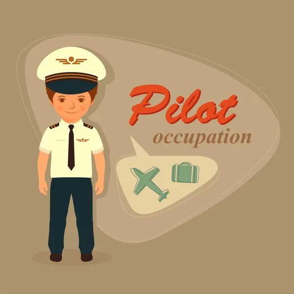 Pilot, pesawat - Stok Vektor