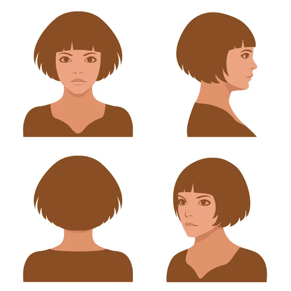 Full face and profile head character — Stock Vector