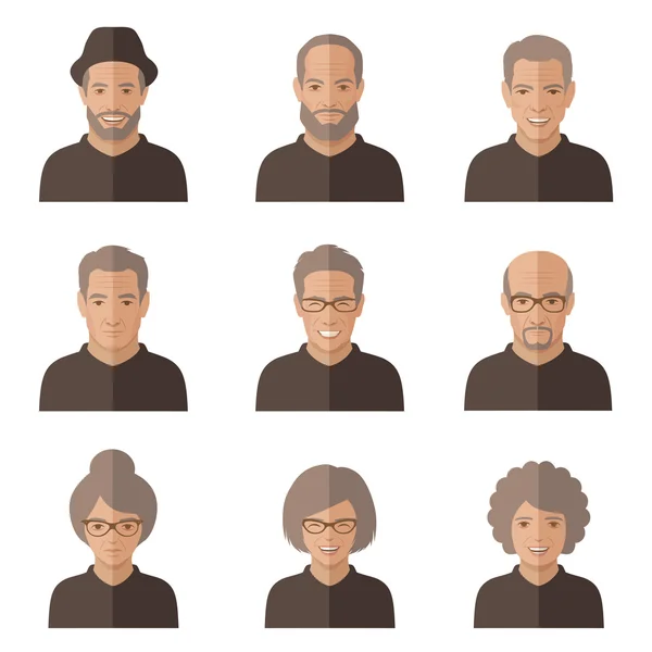 Vector de personas de edad cara — Archivo Imágenes Vectoriales