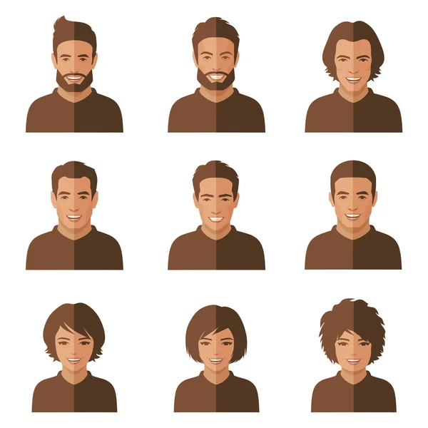 People faces. woman, man — Stock Vector
