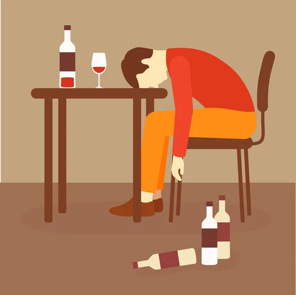 Alkoholizmus, alkohol-függőség, — Stock Vector