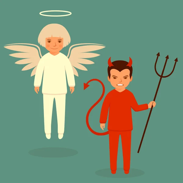 Diavolo e angelo , — Vettoriale Stock