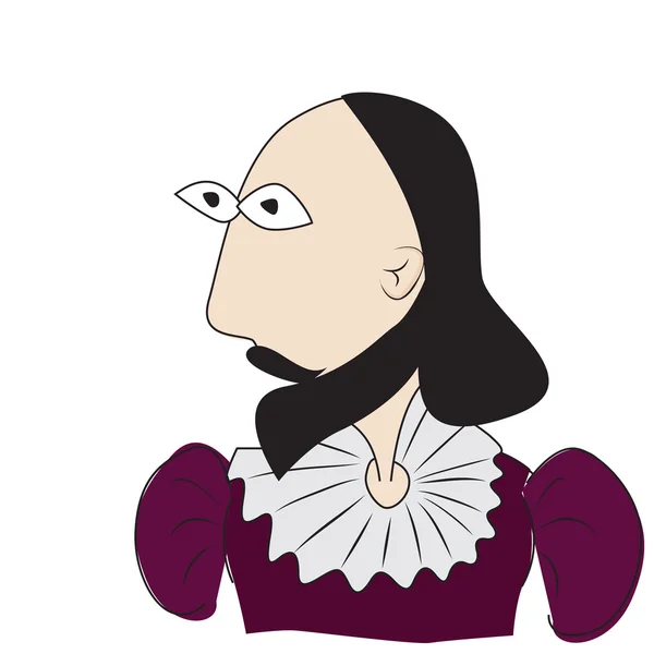 William Shakespeare cartone animato — Vettoriale Stock
