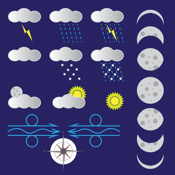 Symbole der Wettervorhersage — Stockvektor