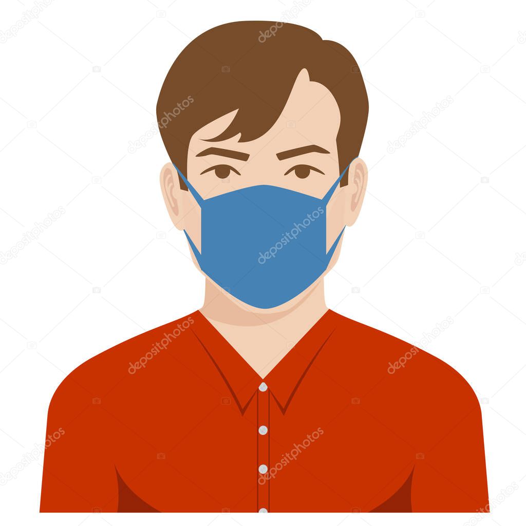 Printavatar of a man wearing a medical mask against covid-19