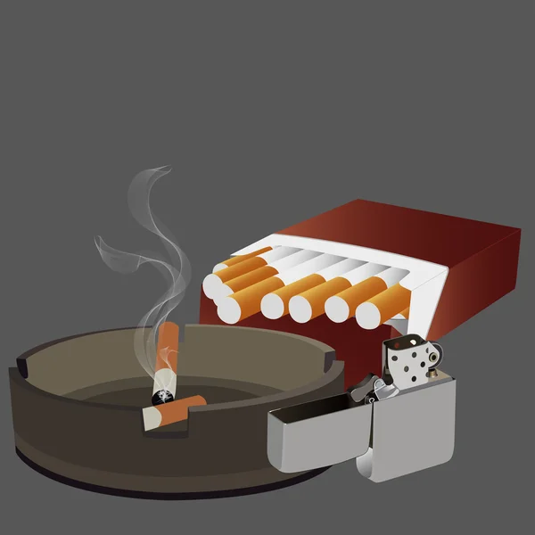 Cigarettes ashtray lighter — Stock Illustration Cigarettes ashtray lighter Royalty Free Stock Vectors