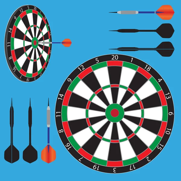 Dartscheibe und Darts — Stockvektor